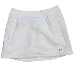 ALO Yoga Ivory Polar Fleece Skort Logo Womens M Athleisure